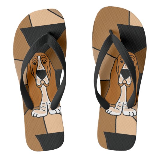 Funny Basset Hound Welpe Hund Flip Flops Badesandalen (Fußbett)