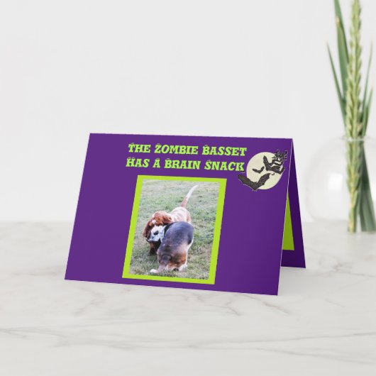Funny Basset Hound Zombie Halloween Card Karte (Vorderseite)