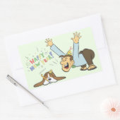 Funny Basset und Man feiern den New Years Cartoon Rechteckiger Aufkleber (Umschlag)