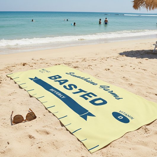 Funny BASTED Butter Stick Personalized Yellow  Strandtuch