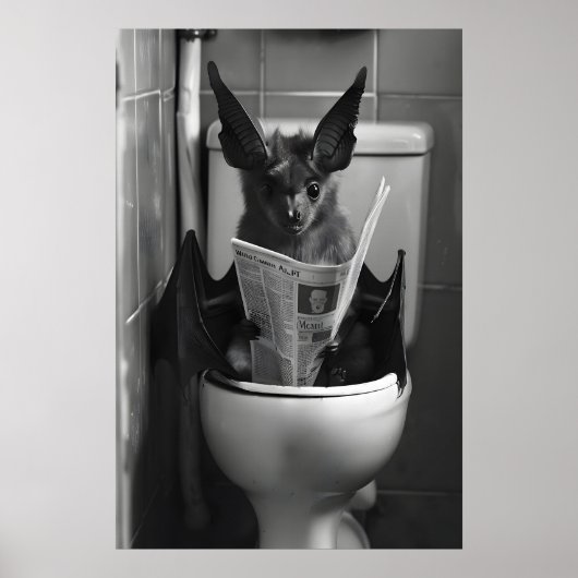Funny Bat Bathroom Print, Toilet Newspaper Poster (Vorne)
