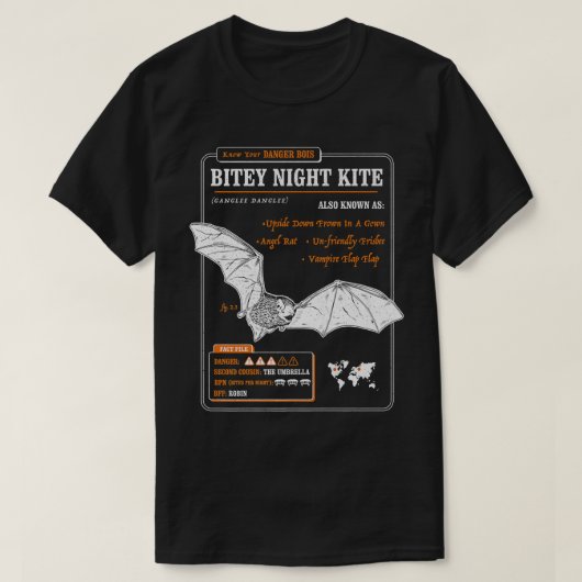 Funny Bat Fakt File - Bitey Night Kite T-Shirt (Design vorne)