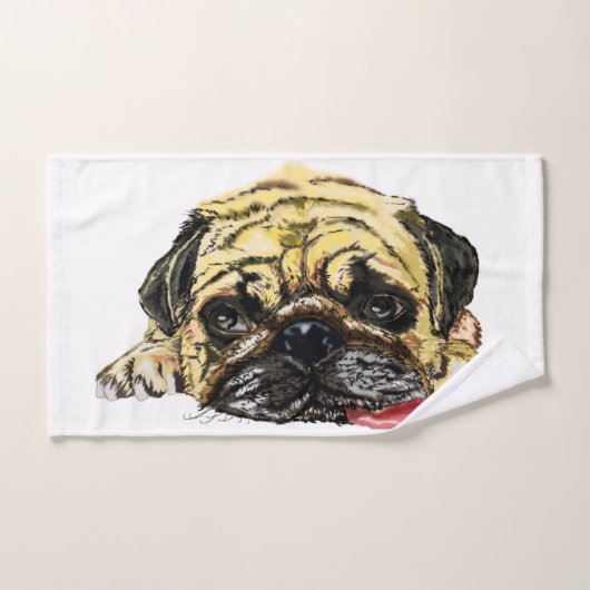 Funny Bath Handtuch Set mit Mops Dog - Ihre Farben (Handtuch)