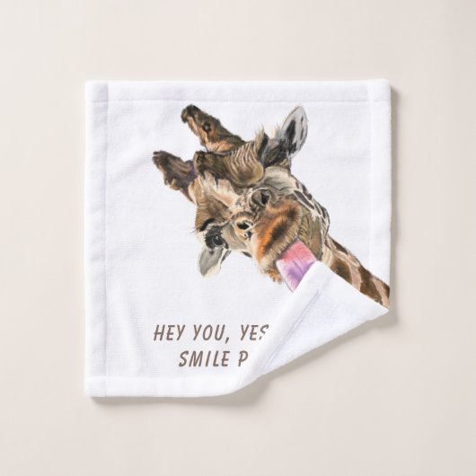 Funny Bath Handtuch Set Playful Giraffe - Custom T (Waschlappen)