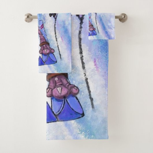 Funny Bath Handtücher mit rosa Flamingo Skier (Insitu)