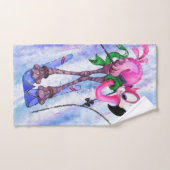 Funny Bath Handtücher mit rosa Flamingo Skier (Handtuch)