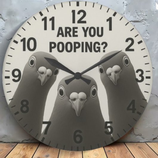 Funny bathroom pigeon are you pooping große wanduhr