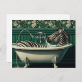 Funny Bathtub Zebra Postcard Postkarte (Vorne/Hinten)