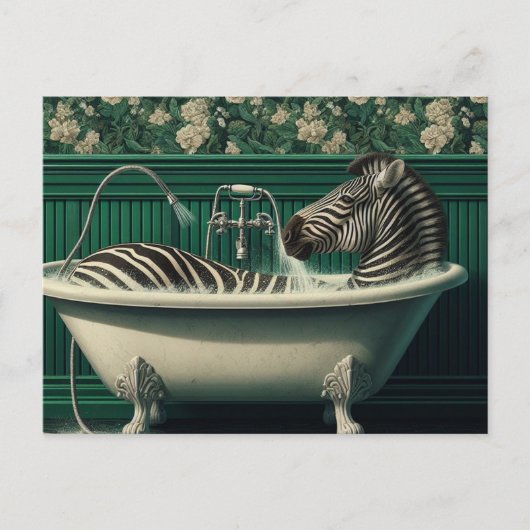 Funny Bathtub Zebra Postcard Postkarte (Vorderseite)