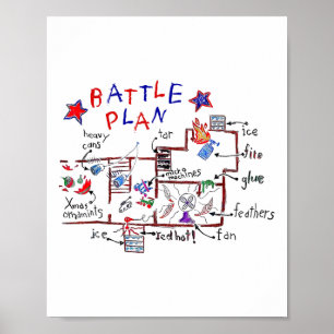 Funny Battle Plan Weihnachten Zuhause Kids Hand Da Poster