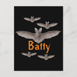 Funny Batty Vintag Bats Schwarz und Orange Postkarte
