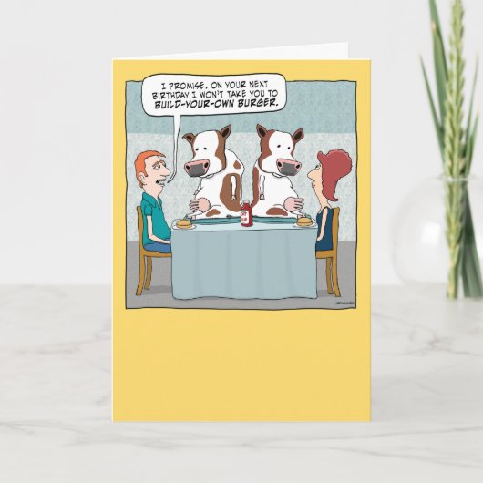 Funny bauen Sie Ihre Burger Kühe Geburtstag Karte (Vorderseite)