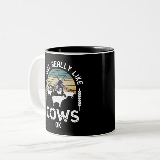 Funny Bauer Geschenk Idee, Kuh Lover Gegenwart Zweifarbige Tasse (Vorderseite Links)