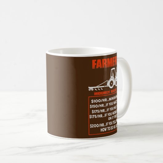 Funny Bauer Stundenlohn Landwirtschaft Kaffeetasse (VorderseiteRechts)