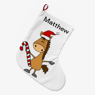 Funny Bay Horse in Weihnachtsmannmütze Weihnachte Großer Weihnachtsstrumpf