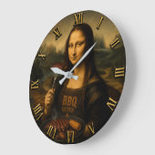 Funny BBQ Mona Lisa Große Wanduhr (Winkel)