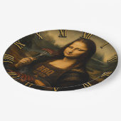 Funny BBQ Mona Lisa Pappteller (Schrägansicht)