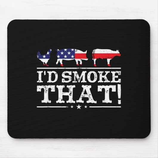 Funny Bbq Shirt I'd Smoke That Meat Tmaster Grill  Mousepad (Vorne)