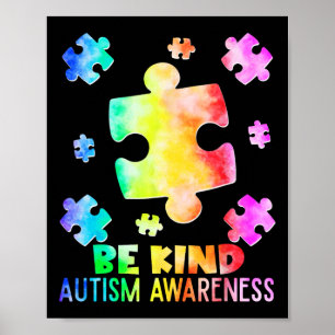 Funny Be Kind Puzzle Stücke Gefärbte Krawatte Auti Poster