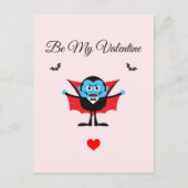 Funny Be My Valentine Cartoon Vampire Bat Postkarte (Vorderseite)
