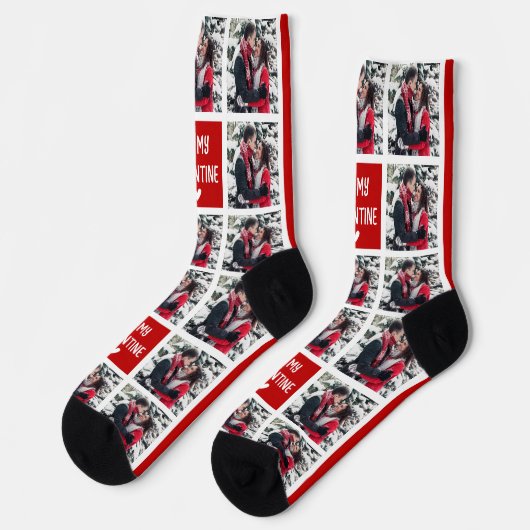 Funny Be My Valentine Foto Grid Socken (Linkes Detail)