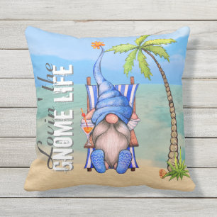 Funny Beach Chair Gnome Palm Tree Kissen