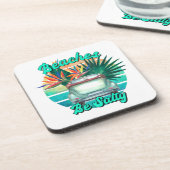 Funny Beach Classic Car Retro Sunset Getränkeuntersetzer (Linke Seite)