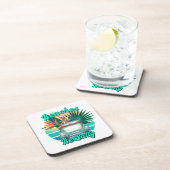 Funny Beach Classic Car Retro Sunset Getränkeuntersetzer (Rechte Seite)