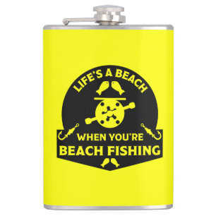 Funny Beach Fischen Flachmann