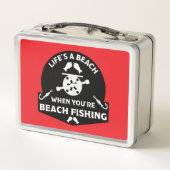Funny Beach Fischen Metall Brotdose (Rückseite)