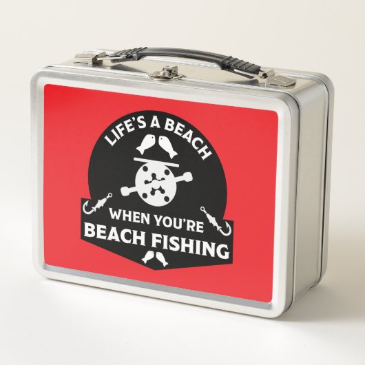 Funny Beach Fischen Metall Brotdose (Vorderseite)