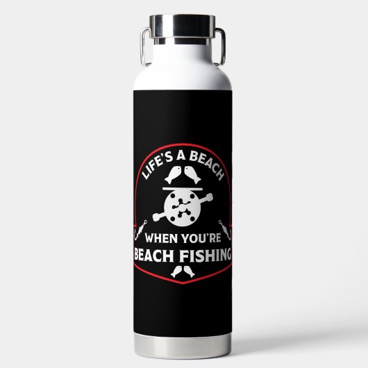 Funny Beach Fischen Trinkflasche (Vorderseite)