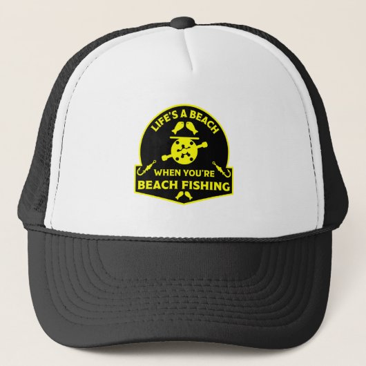 Funny Beach Fischen Truckerkappe (Vorderseite)
