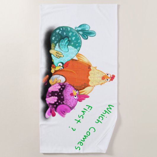 Funny Beach Handtuch Hühner Wart Eier bis Hatch (Vorderseite)