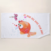 Funny Beach Handtuch mit Fisch und Wurm - Ihr Text (Vorderseite)