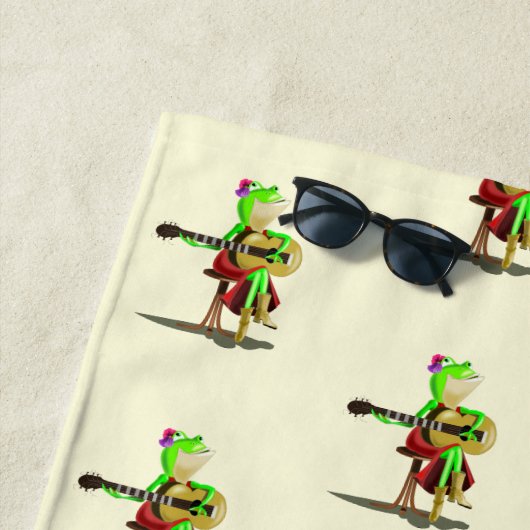 Funny Beach Handtuch mit Frosch spielen Gitarre (Beispiel)