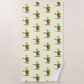 Funny Beach Handtuch mit Frosch spielen Gitarre (Vorderseite)