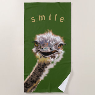 Funny Beach Handtuch mit Happy Ostrich - Lächeln