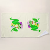 Funny Beach Handtuch mit Happy Party Frogs (Vorderseite)