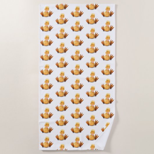Funny Beach Handtuch mit Happy Yellow Ducks (Vorderseite)
