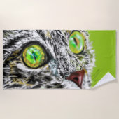 Funny Beach Handtuch mit Stalking Cat (Vorderseite)