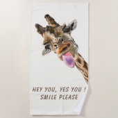 Funny Beach Handtuch spielend Giraffe - Custom Tex (Vorderseite)