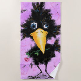 Funny Beach Handtücher Romantic Bird mit Rose
