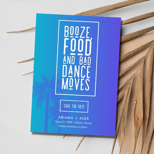 Funny Beach Hochzeit in Urlaubsort Save The Date