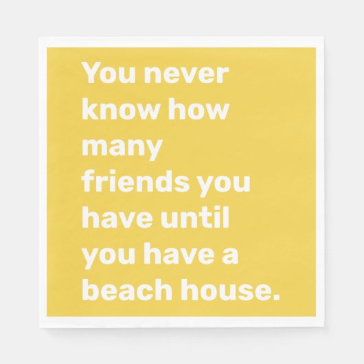 Funny Beach House Friends Zitat in Gelb Serviette (Vorderseite)
