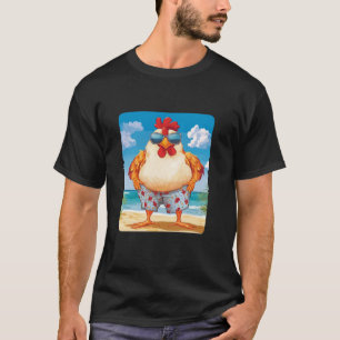 Funny Beach Huhn mit Sonnenbrille und Badeanzug T-Shirt
