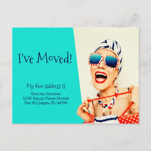 Funny Beach Lady Ich habe mich bewegt Postkarte (Vorderseite)