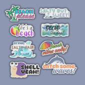Funny Beach Themed Set Wasserdicht Aufkleber