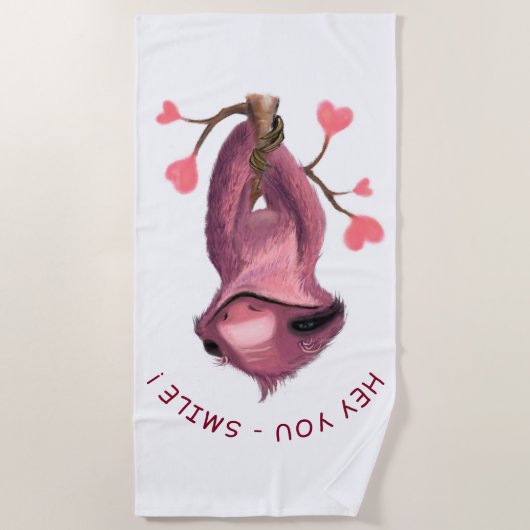 Funny Beach Towel Playl Sloth Smile - Benutzerdefi Strandtuch (Vorderseite)