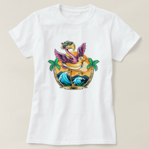 Funny Beach Tropical Flamingo T - Shirt